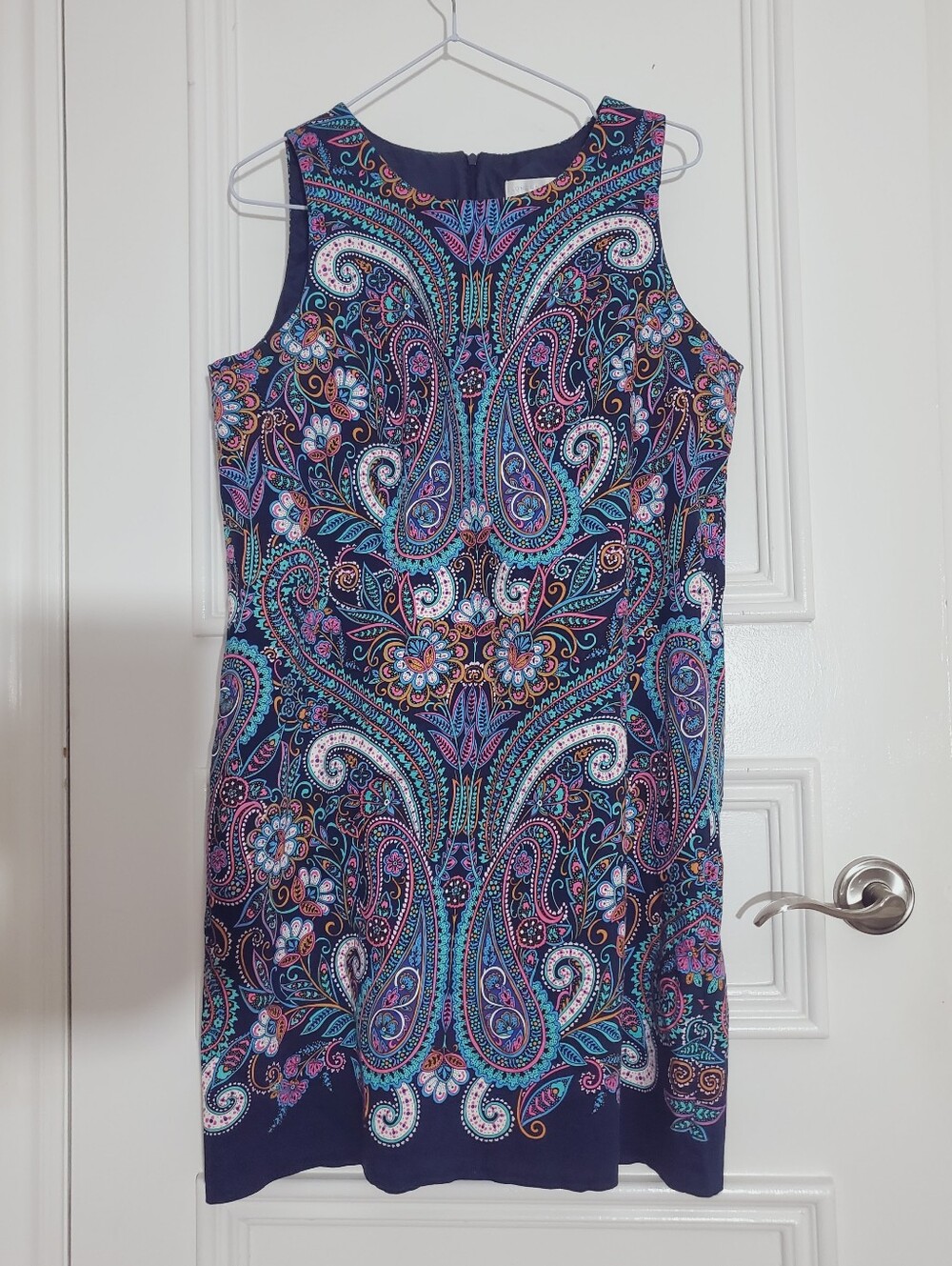 LONDON TIMES Sleeveless Paisley Jacquard Shift Dress NEW